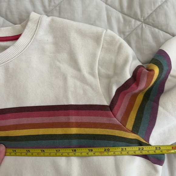 Marine Layer Anytime Sweatshirt Cream with Rainbow Stripes Size Small - Picture 14 of 16